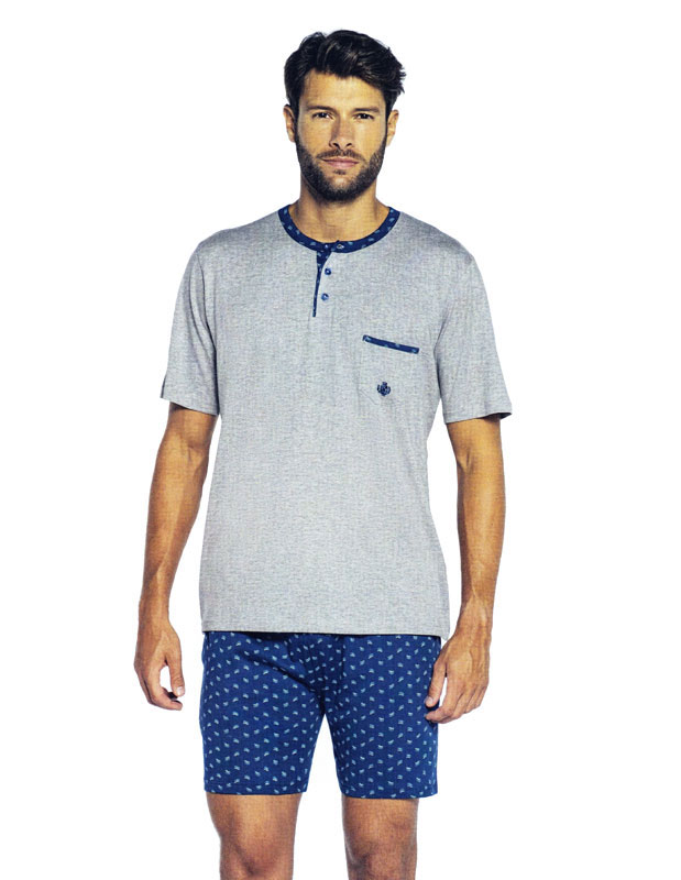 T.E. - Pijama Guasch de Verano en gris con bolsillo en el pecho