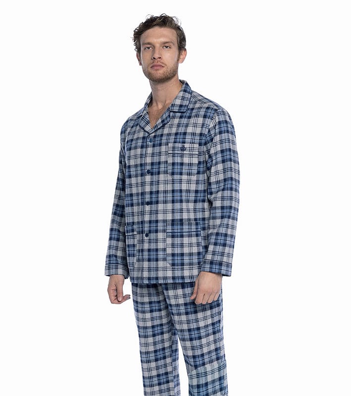Pijama de franela para hombre en talla 3XL: comodidad y estilo clásico para noches frías