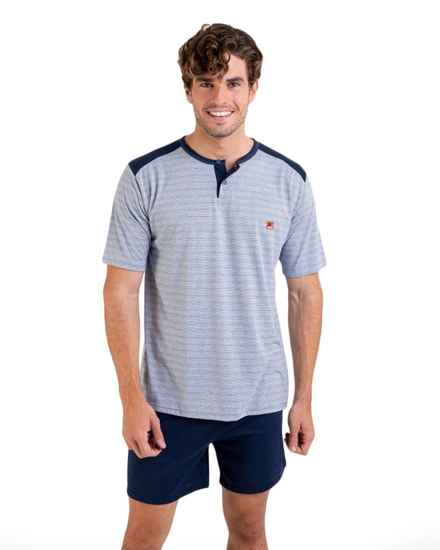T.E. - Pijama Massana de verano para hombre en color azul tejano