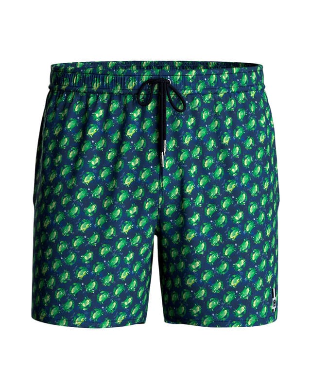 Bañador Impetus para hombre, diseño azul con cangrejos verdes, ideal para playa y piscina.