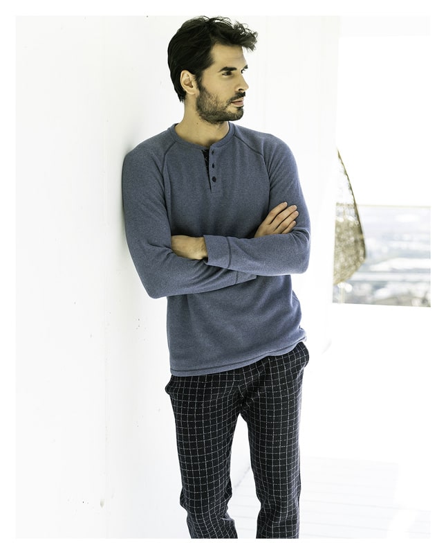 Comprar online Pijama Barandi térmico polar en azul jaspeado
