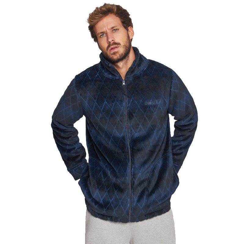 Parka Polar Muydemi en azul marino con rombos
