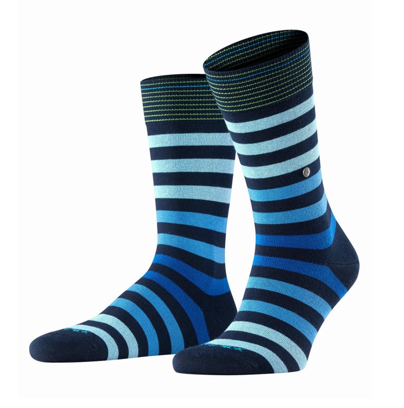 Burlington - Nuevos calcetines a rayas en algodón en azul