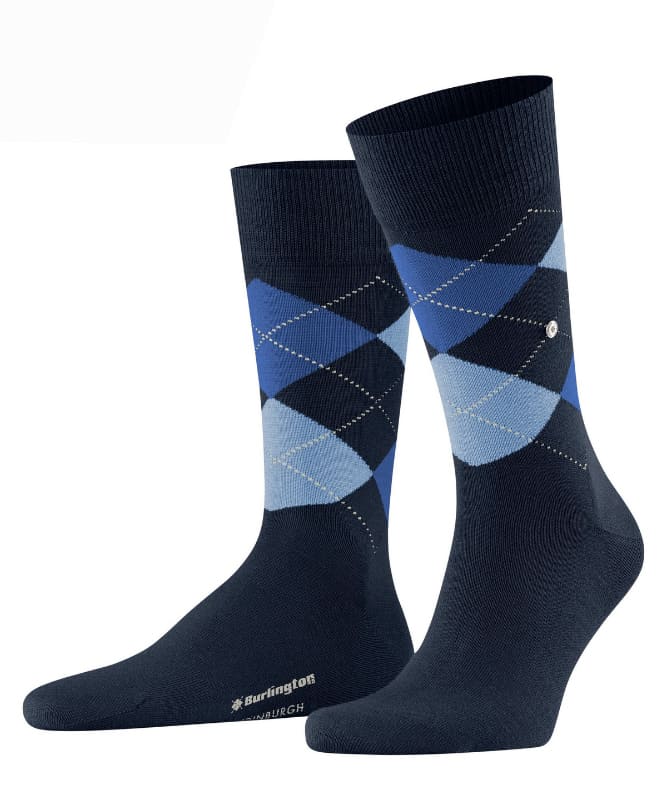 Calcetines de Burlington con rombos en azul marineros y clásicos