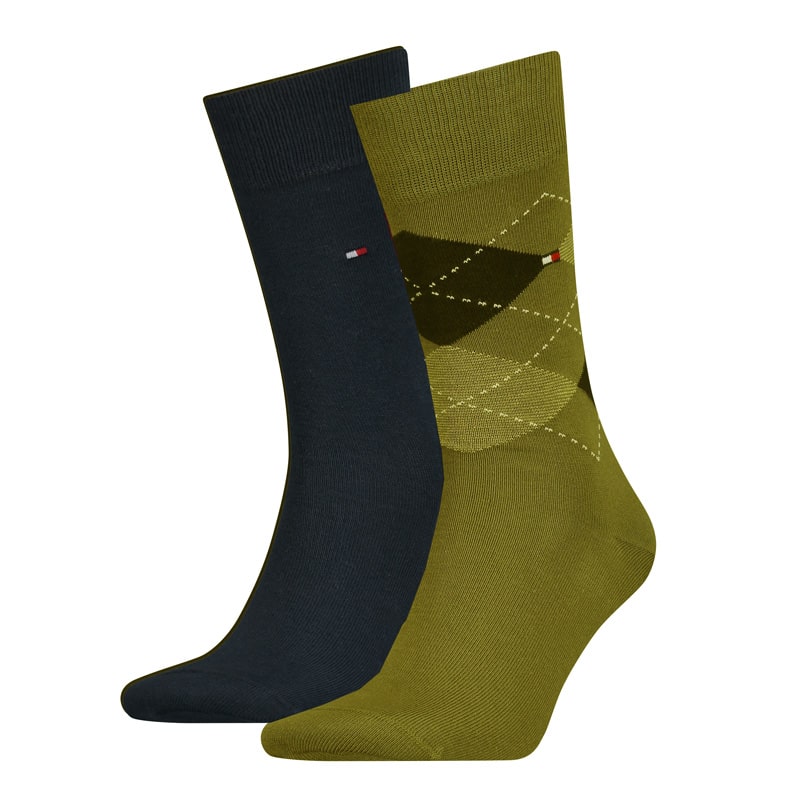 Comprar online Pack 2 Calcetines Tommy con rombos en verde forest y marino
