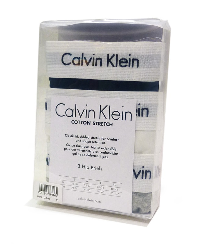 3 Pack Slips Calvin Klein básicos en algodón: blanco, gris y negro