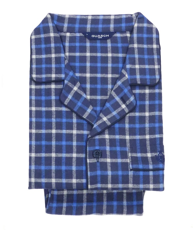Comprar online Pijama Guasch en Franela de Algodón a cuadros en azul