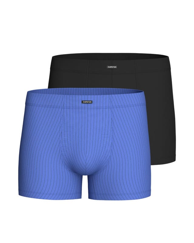 Pack Impetus de ropa interior en Lyocell con dos diseños: azul a rayas y negro liso.