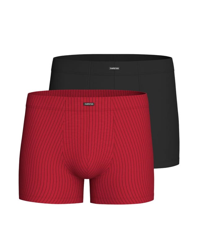 Ropa interior Impetus para hombre: rojo rayado para la suerte del nuevo año y negro liso para un estilo elegante.