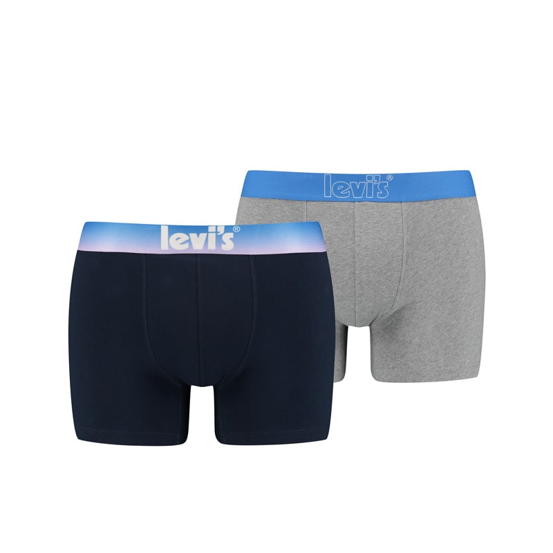 Pack 2 Boxers Levi´s en azul marino y gris y cinturilla tornasolada en azul