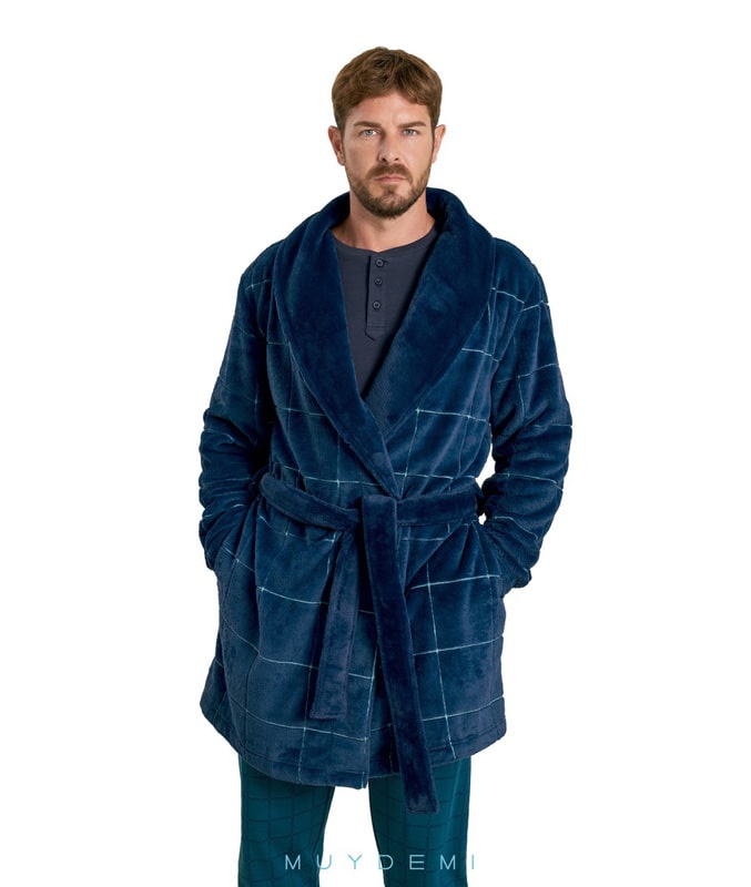 Comprar online Bata Muydemi de Coralina en color azul marino a cuadros