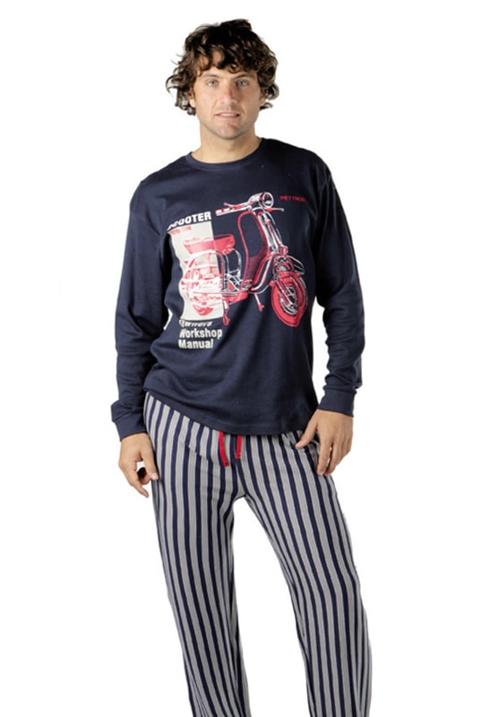 Pettrus Pijama Extra Polar de hombre con bolsillos cuello con