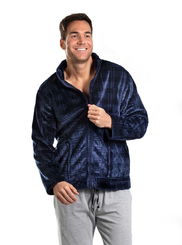 comprar Parka Polar Pettrus Man de Coralina jacquard a cuadros en marino online