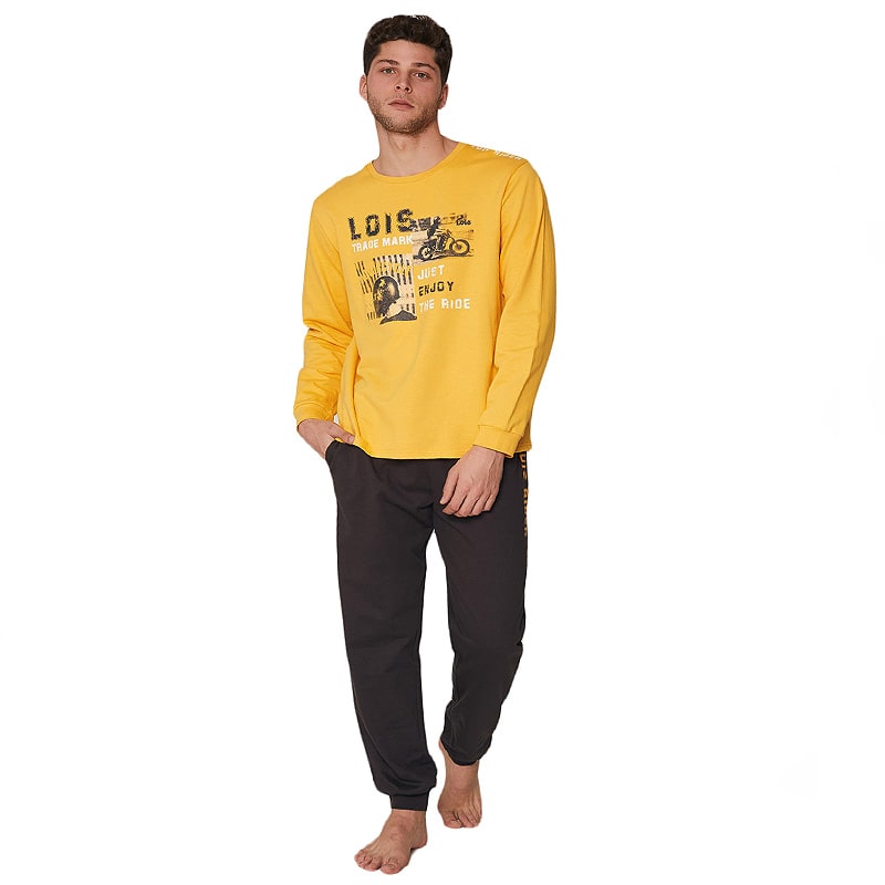 Pijama juvenil LOIS amarillo afelpado con puños