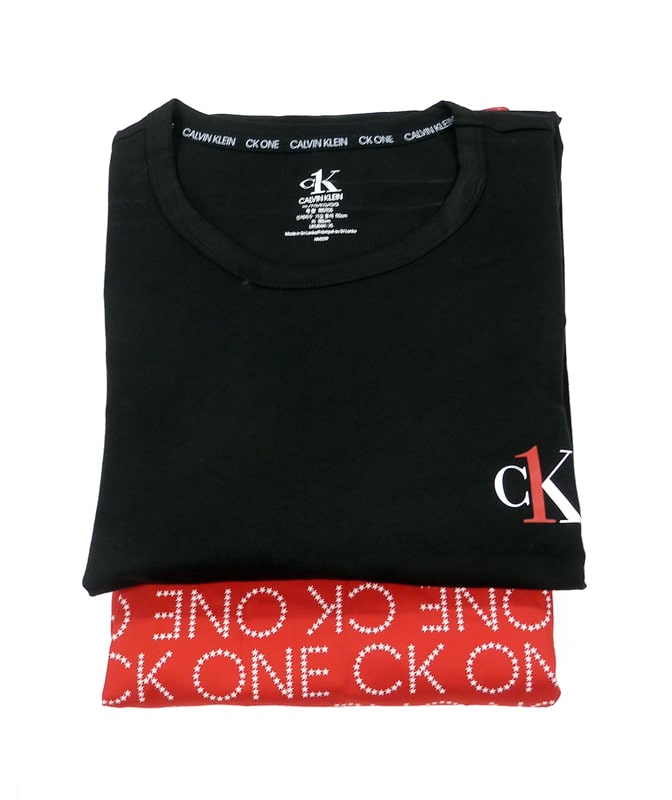 Pijama de algodón juvenil de Calvin Klein rojo y negro - Varela Intimo