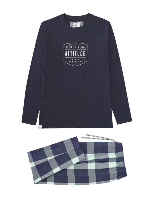 Comprar online Pijama Giulio algodón combinado mod. Mauri en azul marino