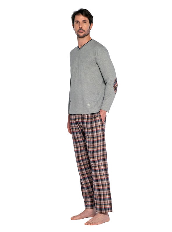 Pijama Guasch combinado en algodón en cuello pico y pantalón de villela