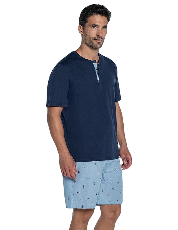 Pijama Guasch combinado en algodón con tapeta y pantalón de tela