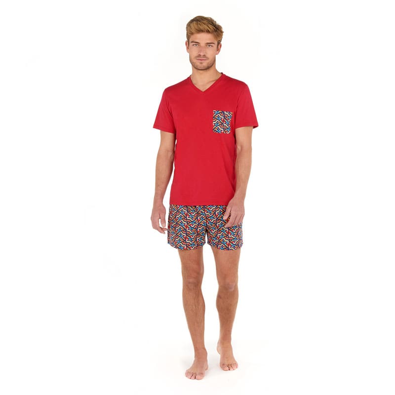 Pijamas de algodón en manga corta