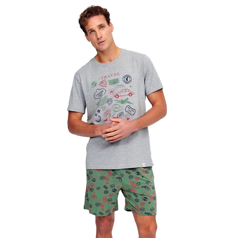 Pijama Muydemi juvenil en manga y pantalón corto