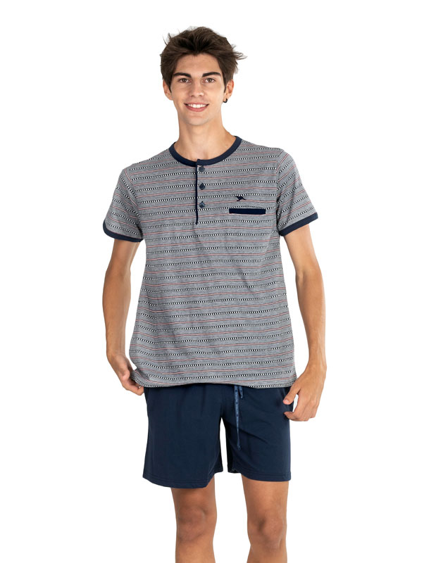 Pijama Hombre Pettrus Man a rayas en gris