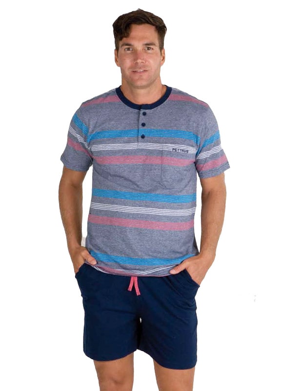Pijama Pettrus Man en algodón con tapeta y bolsillo