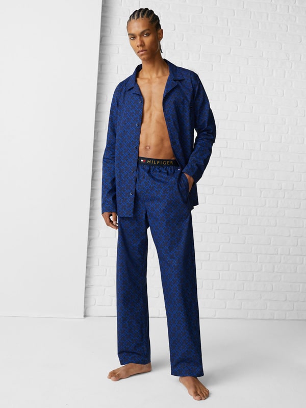 Comprar nline Pijama Tommy Hilfiger azul en tela de algodón TH monograma