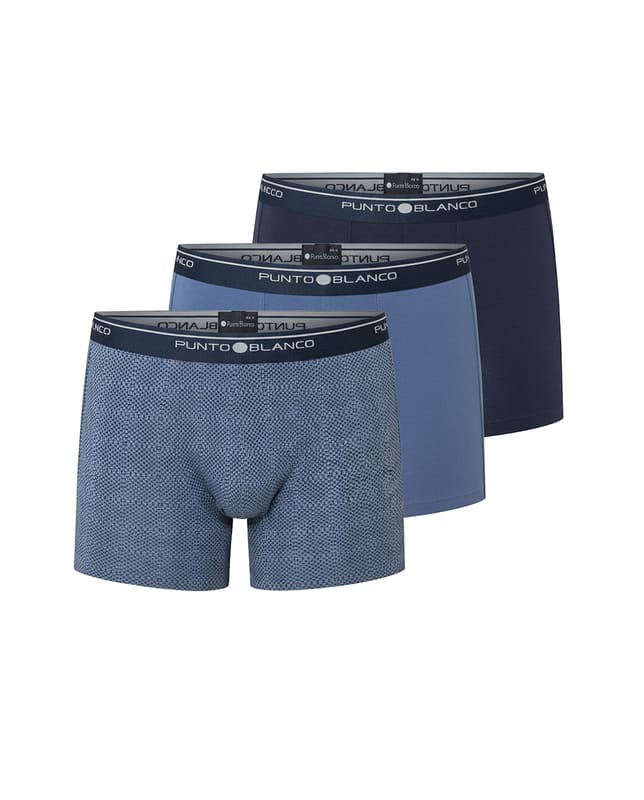 Boxers de hombre: el liso azul del Pack Basix Punto Blanco.