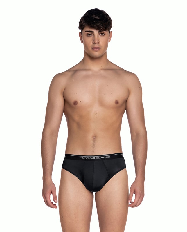 Slip Basix en negro de microfibra de Punto Blanco Varela Intimo