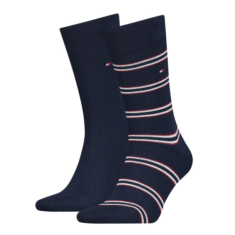 Comprar online Pack Calcetines Tommy listados en marino y rojo
