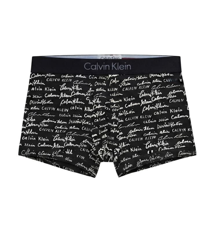Bóxer Calvin Klein de microfibra en color negro con estampado de logotipos blancos y cinturilla elástica negra