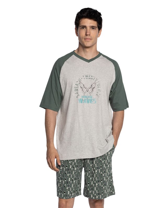 Compra pijama Punto Blanco mod. Treetop en algodón y cuello pico.