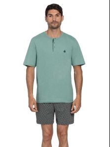 Tu próximo pijama de algodón jaspeado en color verde Guasch para hombre (compra en tallas especiales).