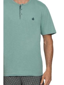 ¡Novedad! Pijama de algodón jaspeado en color verde Guasch (compra online en tallas grandes).
