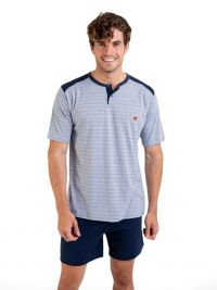 T.E. - Pijama Massana de verano para hombre en color azul tejano