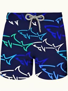 Bañador John Frank estampado con tiburones en azul