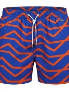 Elegante bañador David Atlantis azul y naranja: secado rápido con diseño italiano exclusivo.