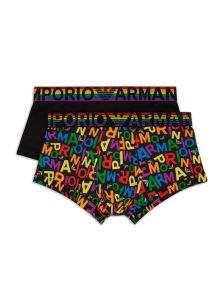 Pack de 2 boxers Emporio Armani en negro y estampado arco iris