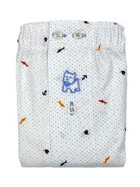 Boxer Kiff-kiff de tela en blanco con topitos y motivos marinos