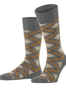 Calcetín Burlington Tartan de algodón orgánico en color gris