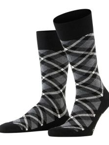 Calcetín Burlington Tartan de algodón orgánico en color negro