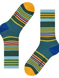 Calcetines Burlington Stripe de lana a rayas en azul marino