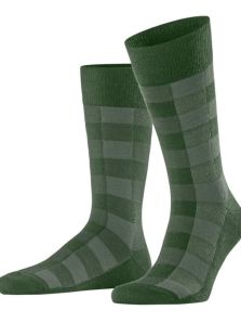 Calcetín Burlington Buffalo Check Lana en verde