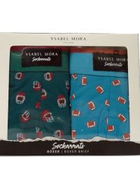 2 Pack Ysabel Mora Underwear Boxer Azul y Verde Rugby
