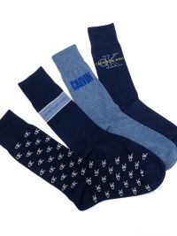 4 Pack Calcetines Calvin Klein en azul combinados con logos