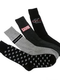 4 Pack Calcetines Calvin Klein en negro combinados con logos 