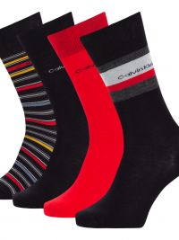 4 Pack Calcetines Calvin Klein en negro y rojo