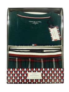Pijama Tommy Hilfiger en verde mod. Global Stripe - Ed. Navidad