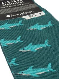 Calcetín Punto Blanco de algodón estampados con tiburones