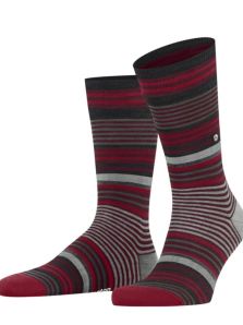 Calcetines Burlington Stripe lana a rayas en rojo burdeos